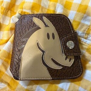 Paul Frank Horse Faux Leather Snap Wallet Brown Tan Y2k Rare
